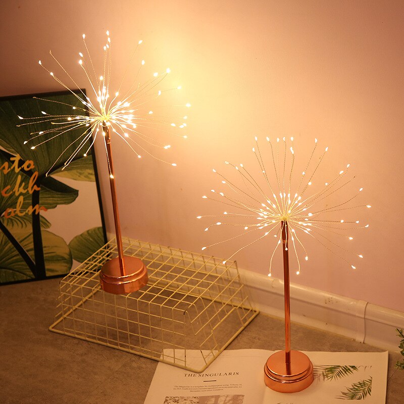 LED Explosion Table Night Light Dandelion Shape Fireworks Light For Children Bedroom Wedding Christmas Party Decoration Lamp