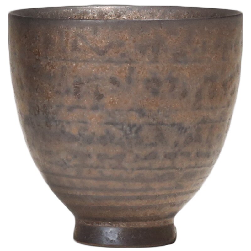 Rust glaze enamel cup Japanese style stoneware dark ceramic exquisite kiln change cup retro gilt kungfu tea set WF1116150: Default Title