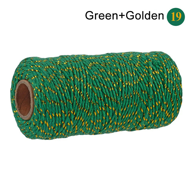 100M/Roll Cotton Cord Baker Twine String Colorful Cotton Craft Twine Home for Textile Packaging Christmas DIY Wedding Decor