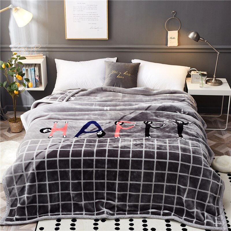 Cartoon Double-Side Winter Dikke Raschel Dekens Kids Adult Leuke Bed Spread Super Zachte Worp Deken: 14