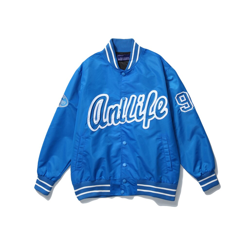 Heren bomberjacks honkbal heren anorak hiphop streetwear jassen heren casual honkbaluniform jassen kleding: Blauw / M