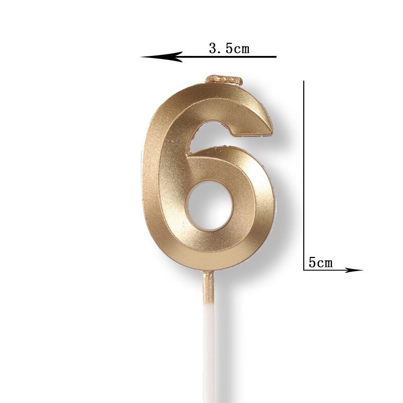 Gold Silver Number Candles Party Cake Topper Candle Kids Baby Birthday Anniversary Party Decoration: gold number 6