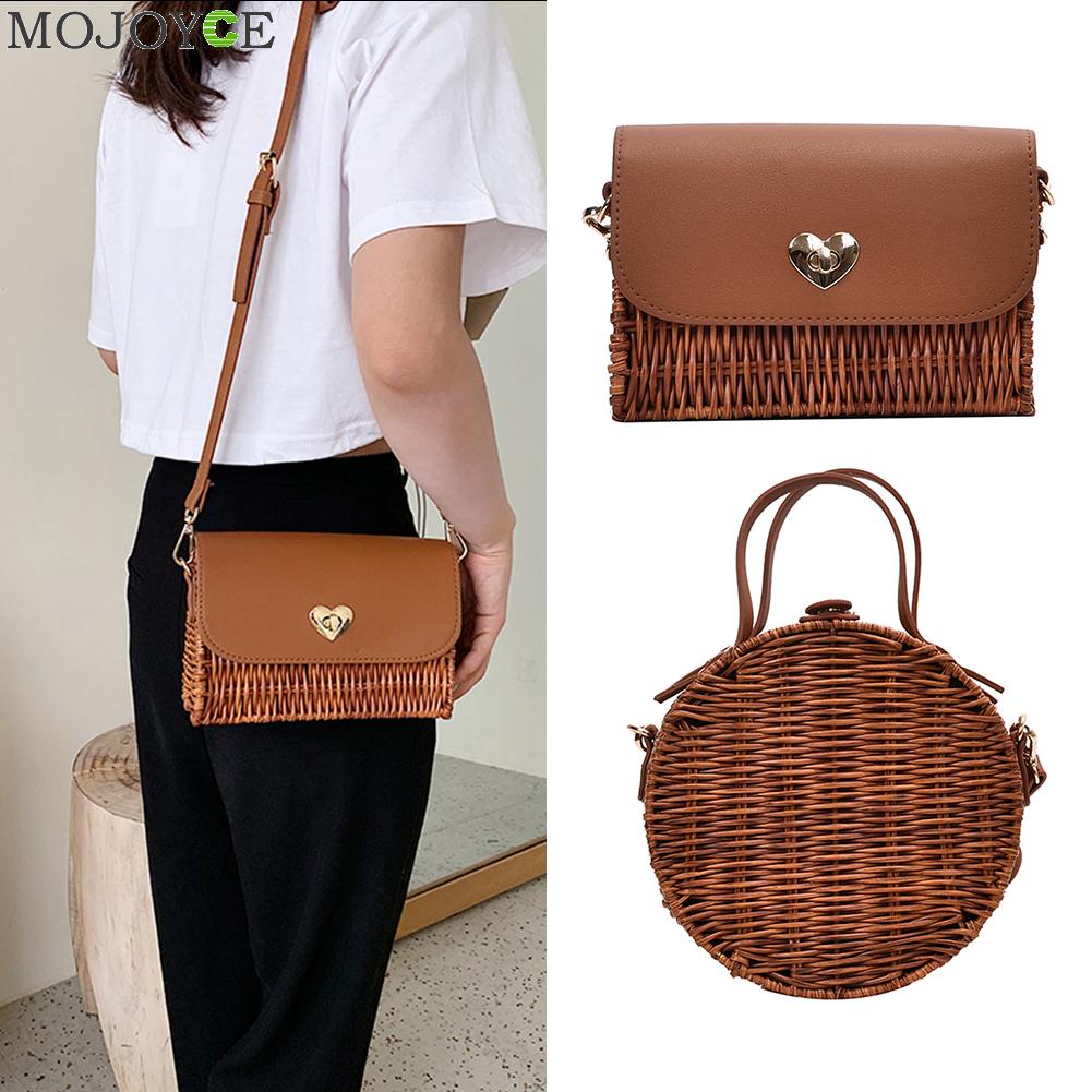 Dames stro handtas messenger bag winkelen geweven pu strand kleine portemonnees klassieke crossbody schoudertas