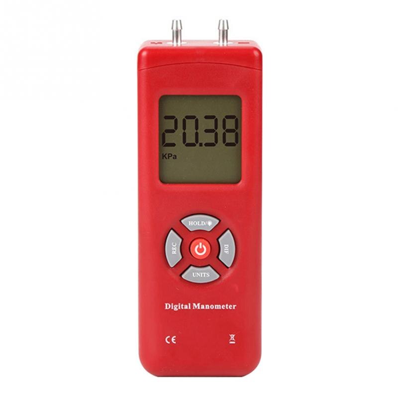 TL-100 Backlight Digital Manometer Battery Powered Pressure Gauge Measuring Tool Testing Portable Tester Electronic LCD Screen: Red