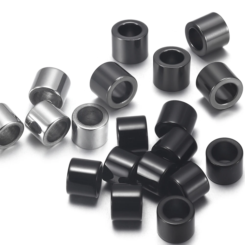 1piece Stainless Steel 6.5mm Hole Size Spacer Hair beard Beads DIY Paracord Knife Lanyard Jewelry Accessories Bracelet Making