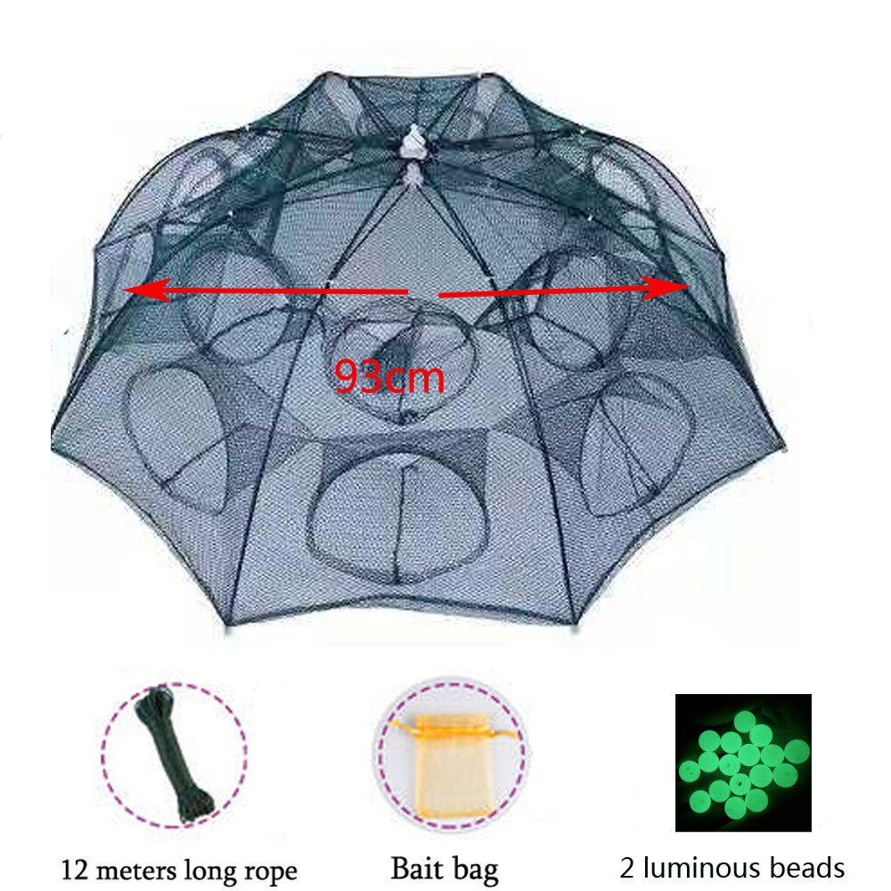 Filet de pêche automatique 4-20 trous Cage à homard en Nylon pliable piège à crabe filet de coulée renforcé filet de pêche pliant: A- 16 Holes