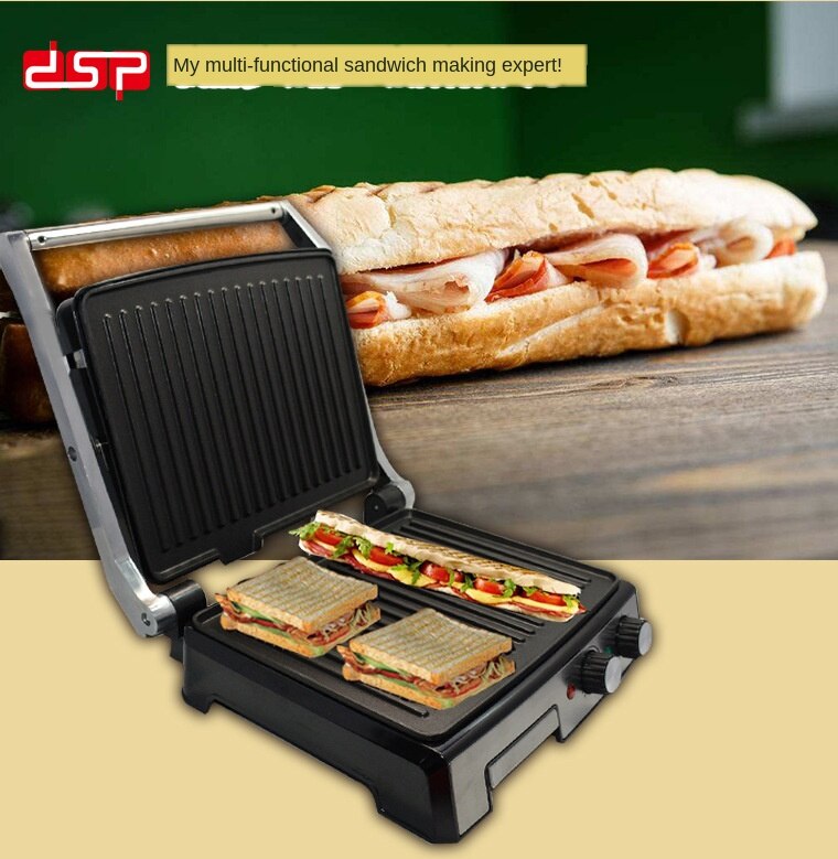 220V home adjustable temperature panini sandwich machine barbecue grill steak machine frying panini