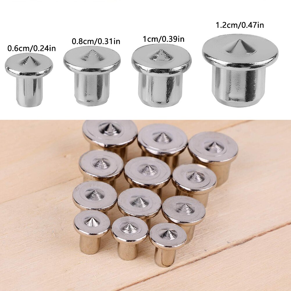 12PCS Center Points Pin Woodworking Alignment Tool Round Wood Pin Locator 6 8 10 12MM for Accurate Drilling Proper Dowel