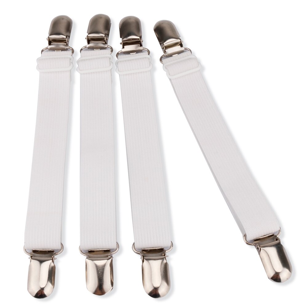 4Pcs Elastic Bed Sheet Holder Sheets Fasteners Adjustable Mattress Pad Cover Band Suspenders Blankets Fastener Straps with Clips