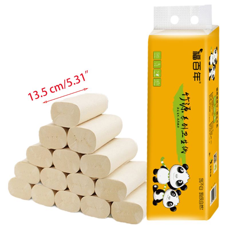 12 Rolls Bamboo Pulp Toilet Paper Towels 4-Ply Thicken Biodegradable Bath Tissue 50JF