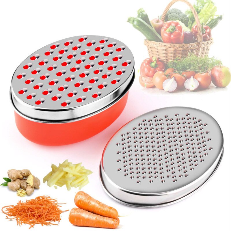 Rose Gold Cheese Grater Multifunctional Slicer Oval Container Vegetables Easy Clean Quick Fruits Tools with 2pcs grater blades