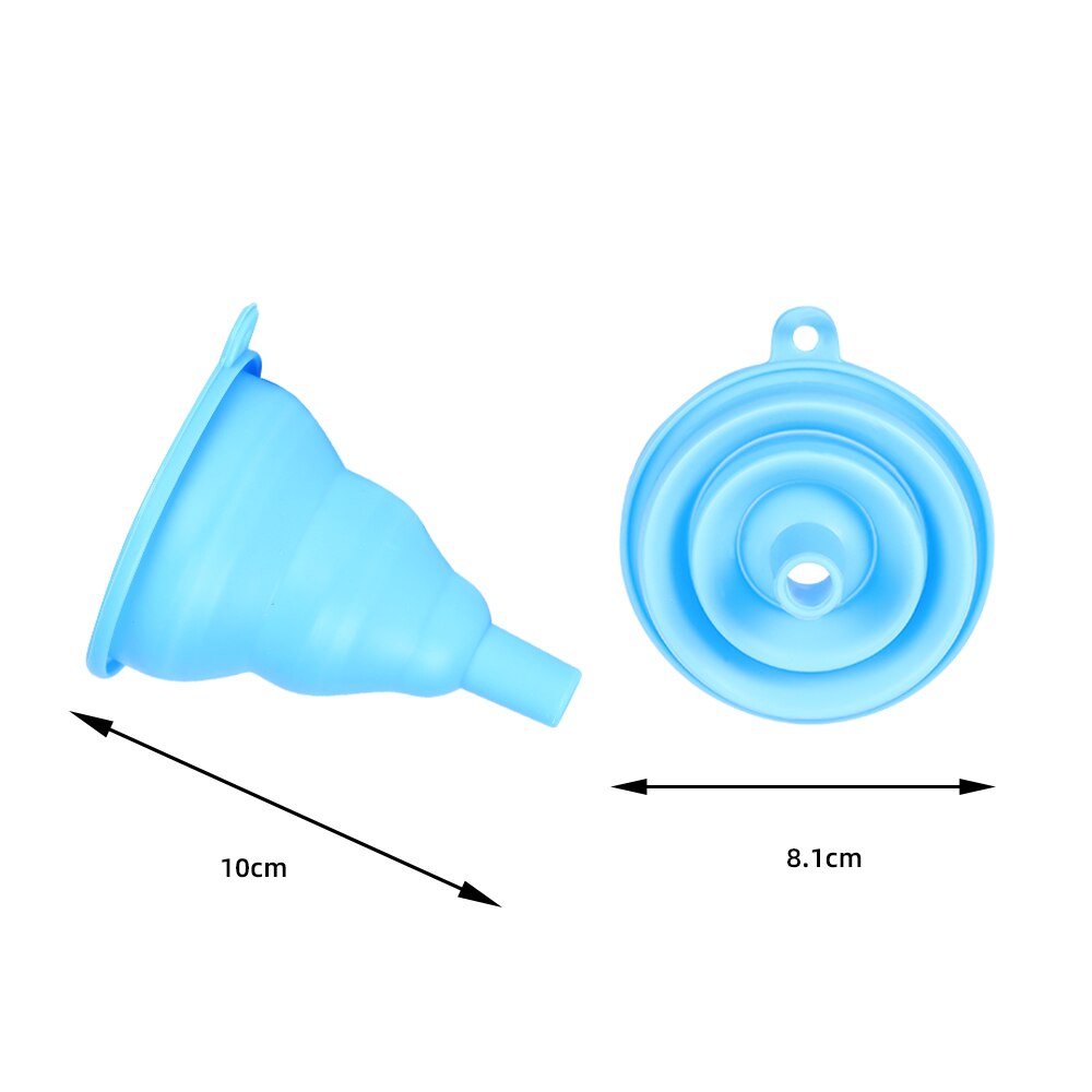 1 pc DIY Food-Grade Folding Silicone Funnel Household Liquid Dispensing Mini Funnel Random Color Kitchen Tool: blue