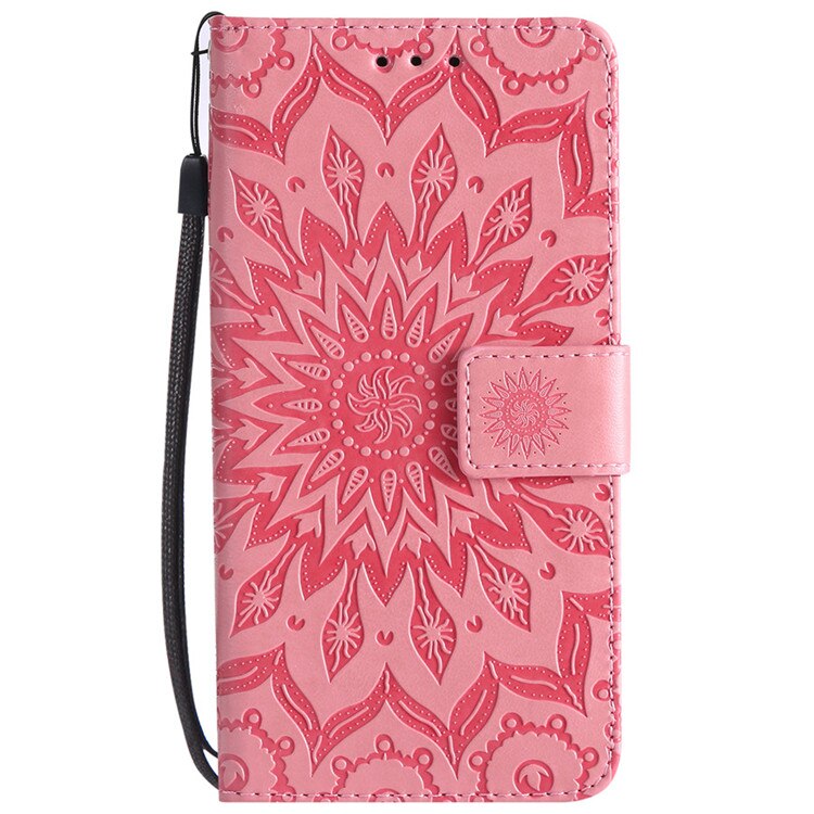 Honor7c caso on para huawei honor 7c caso 5.7 "para huawei honor 7 c AUM-L41 capa 3d sol flor carteira flip couro saco casos: Rosa