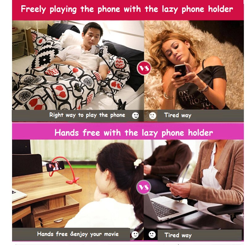 360 Drehung praktisch Halfter Stehen Hände Freie flexibel Clip Bett Schreibtisch Tisch Clip Halterung für Telefon Universal- Halterung