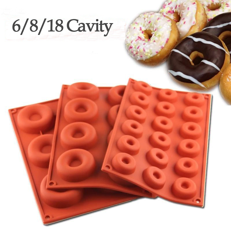 Máquina para hacer rosquillas de silicona 3D DIY para hornear pastelería galletas moldes redondos de Chocolate molde para pastel de magdalenas postre herramientas de cocina hechas a mano