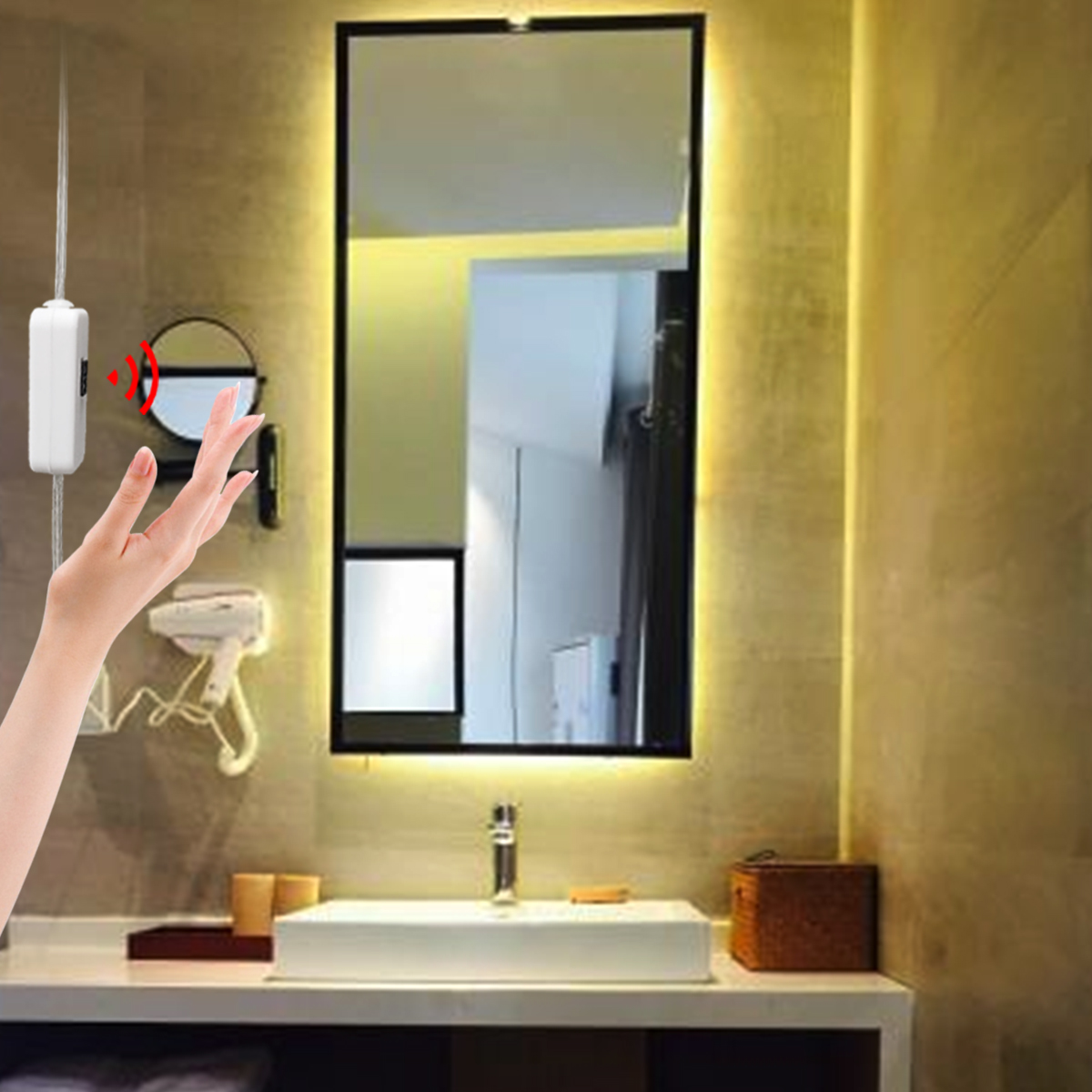 Waterdichte make-upspiegel licht Hand Sweep Bewegingssensor USB LED-verlichting voor uw kamer Make-up Lamp Tape Strip 5V luces para espejo