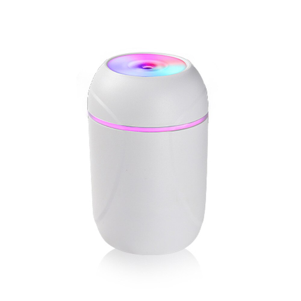 Nebulizador USB ultrasónico Mini humidificador de aire 260ML Aroma difusor de aceite esencial para el fabricante de niebla del hogar del coche con lámpara de noche LED: White