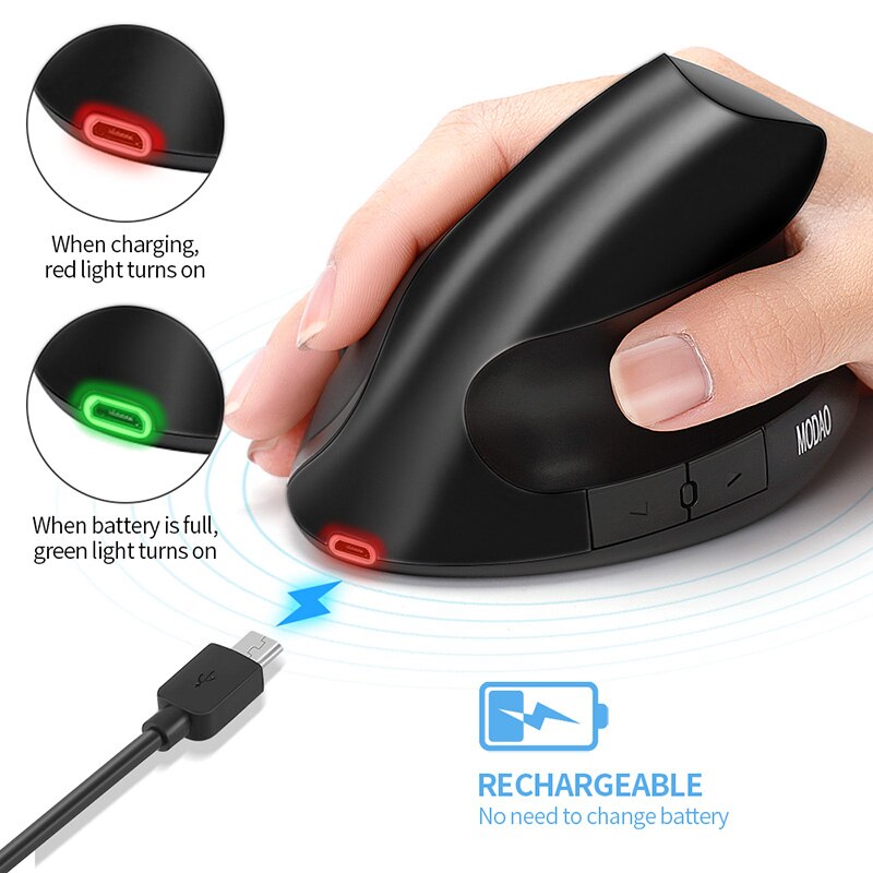 Jelly Comb Rechargeable Wireless Ergonomic Mouse Vertical Office Optical Mice for Computer Laptop Nootebook Right Hand Mice