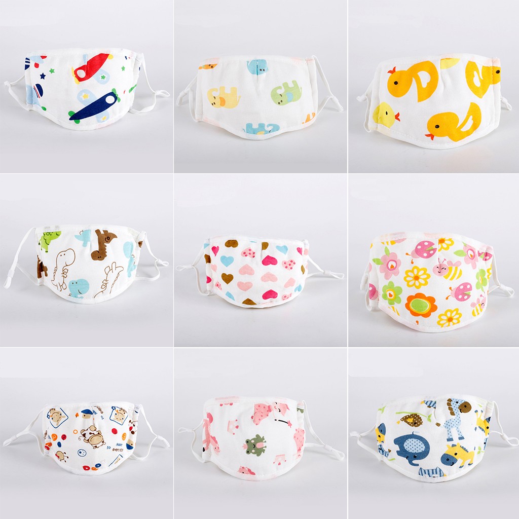 Réutilisable bouche-moufle enfants garçons fille dessin animé impression coton soins du visage combinaison réglable 5 couches filtre protéger protecteur Maschera