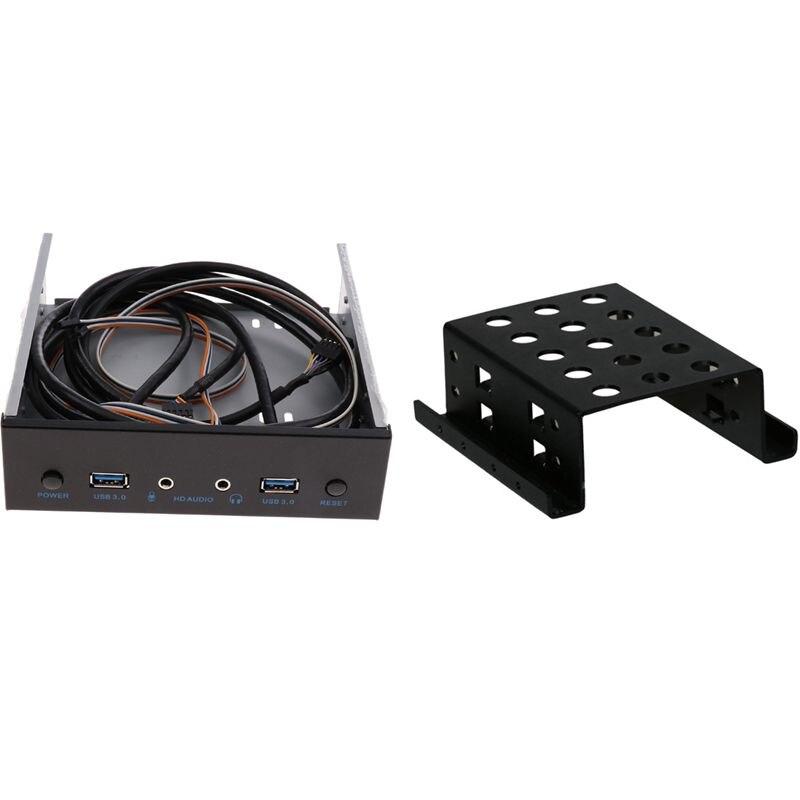 USB 3.0 2 Port Optical Drive Front Panel Expansion with 2-Bay 3.5 Inch to 2.5 Inch Hard Drive Caddy Mobile Holder