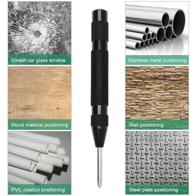 Heavy Duty Automatic Centre Punch Spring Loaded Metal Wood Press Dent Marker 1pcs Black Automatic Centre Punch