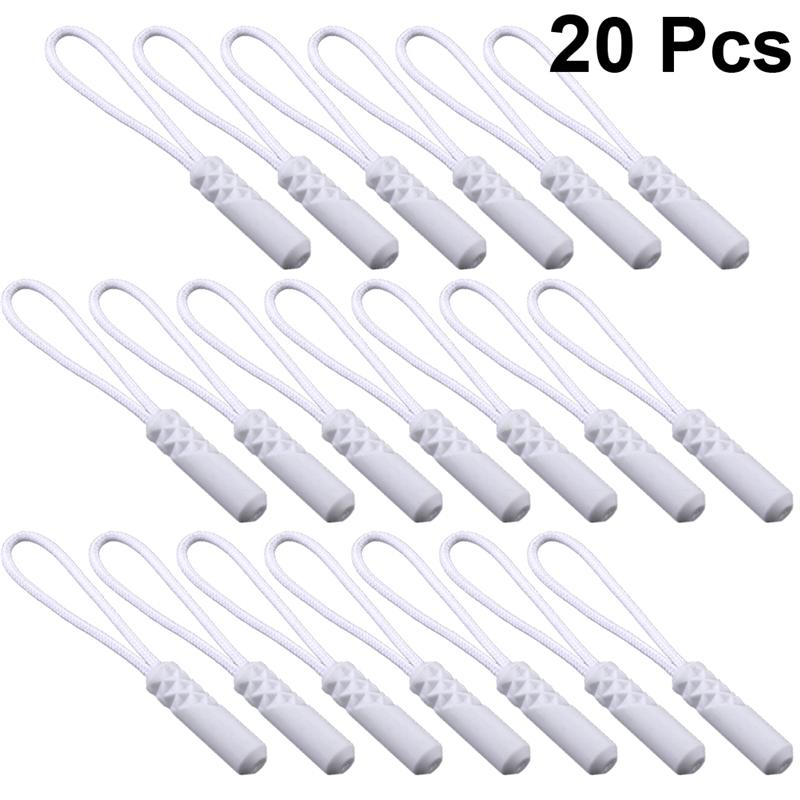 20 stuks cilinderkop rits trekker kleding plastic rits kop compacte rits trekkoord multifunctionele rits trekker voor kleding: Wit