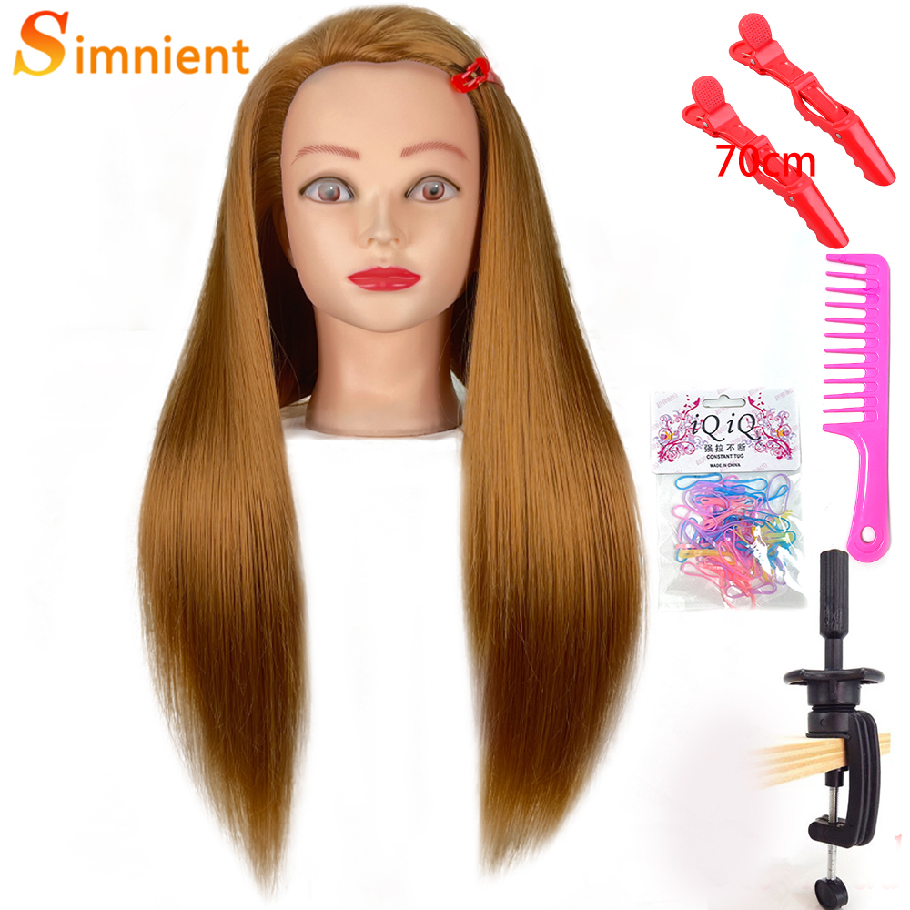 Female Mannequin Head With Synthetic Hair For Hair Training Styling Solon Hairdresser Dummy Doll Head For Practice Hairstyle: MULTI