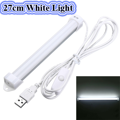 USB LED BAR Light DC 5V 5730 Bar Led52cm Aluminum Strip Light For Cabinet Closet White Warm White Study Reading Lamp With Switch: 27cm White