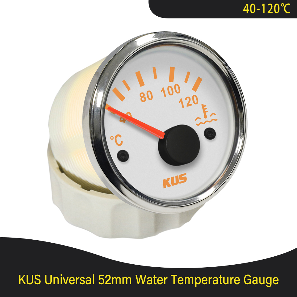 Neue KUS 52mm Wasser Temperatur Gauge 40-120 ℃ 25-120 ℃ Grad mit Gelb Rot Hintergrundbeleuchtung für Boot Auto Motorrad zubehör 12/24V