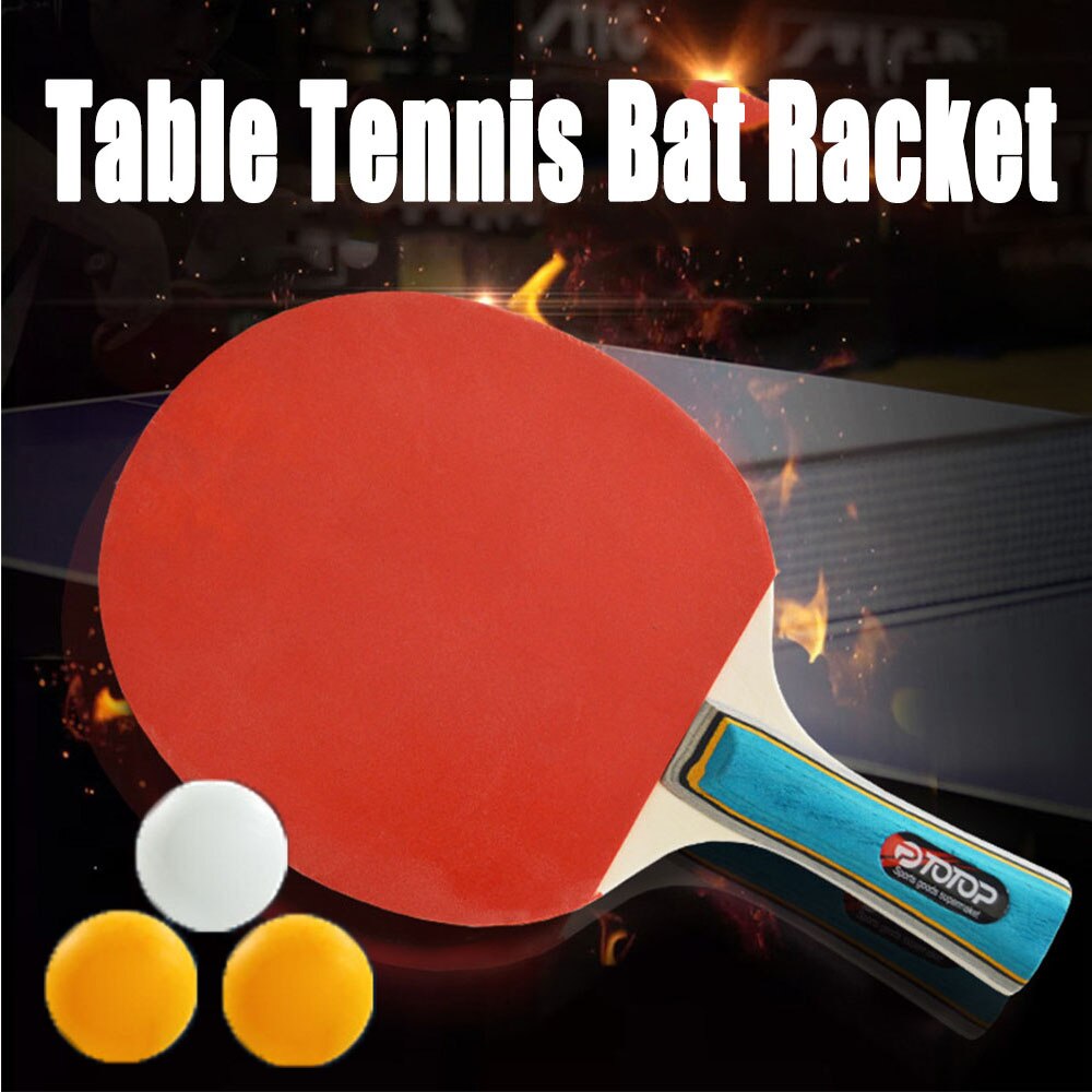 2pcs/lot Table Tennis Bat Racket Double Face Pimples In Long Short Handle Ping Pong Paddle Racket Set With 3 Balls