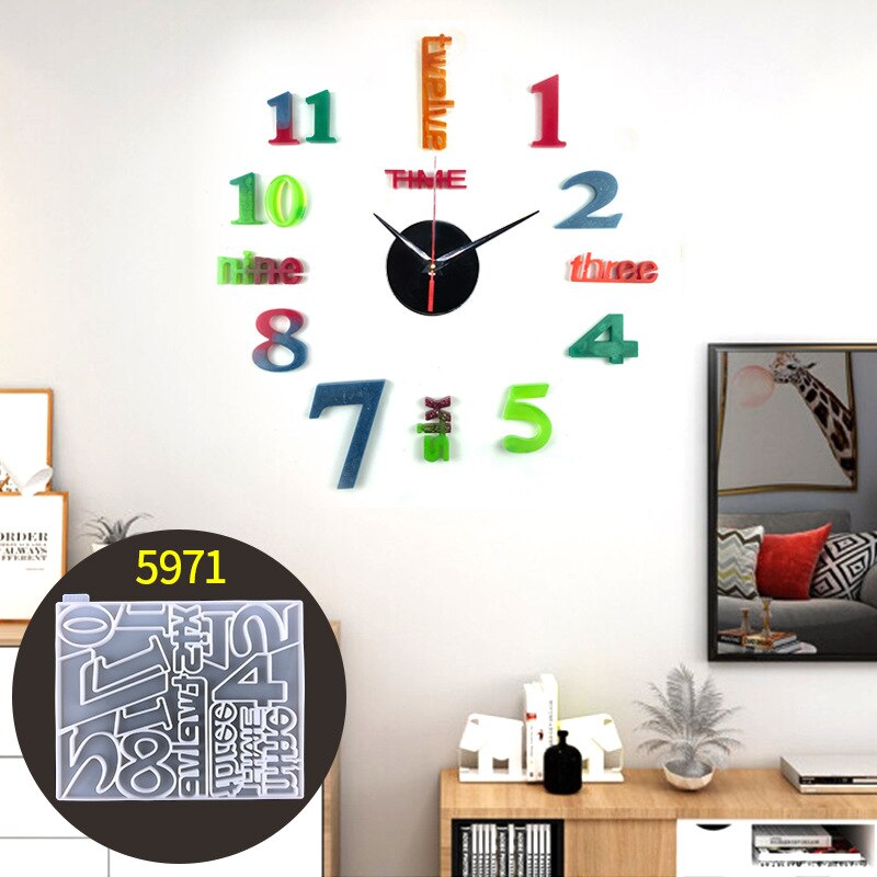 Digital Clock Silicone Mold DIY Irregular Digital Number Letter Wall Decoration Clock Watch Ornament Silicone Mould For Resin