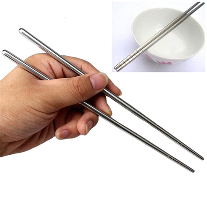 1 Pair Stainless Steel Chopsticks Food Sticks Portable Reusable Chopstick Sushi