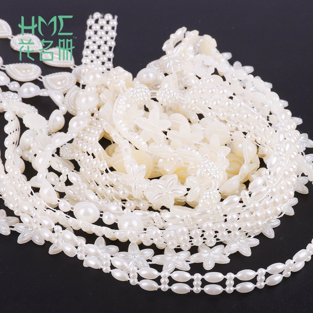 2m krystal rhinestone abs efterligning perle perler kæde trim til diy håndlavet tøj dekoration smykker håndværk tilbehør