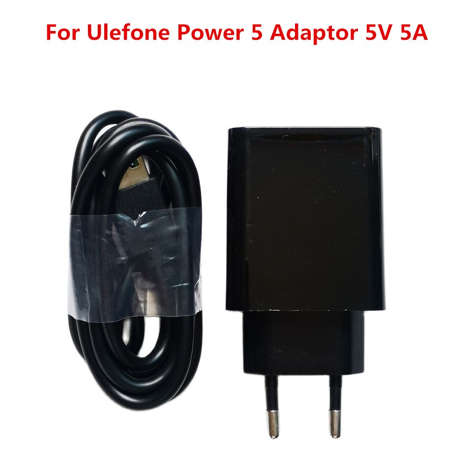 Original para Ulefone Power 5/de 5S teléfono adaptador de CA cargador rápido de cargador de enchufe de la UE + tipo-C Usb Cable de datos de línea 5V 5A