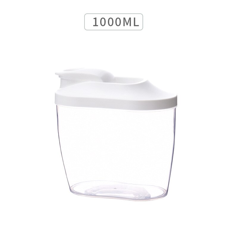 Latas de plástico para sellar cereales, caja de almacenamiento portátil de 1000/1500ml, organizador de alimentos, granos y arroz: Black