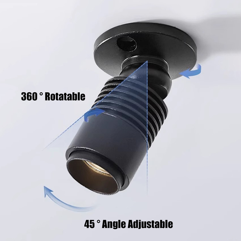 3W Mini Spotlight Zoomable Adjustable Small Beam Angle Surface Mounted Spot Light 12V Display Cabinet Wine Cabinet Decor Lights