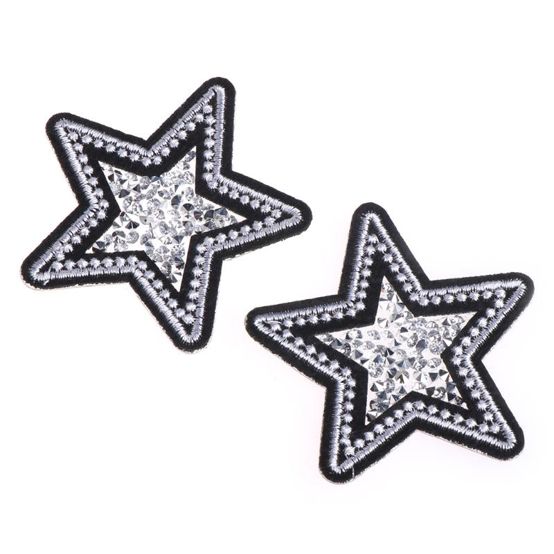 Vrouwen 2 stks/partij Ster Rhinestone Patches Trim Iron On Rhinestones Crystal Motieven Applique Voor Kinderen Kleding Patch
