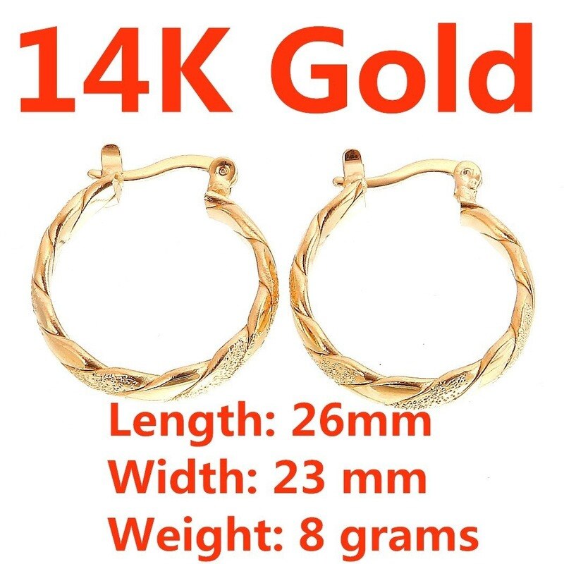 14K Solid Yellow Gold Hoop Oorbellen Voor Vrouwen Sieraden