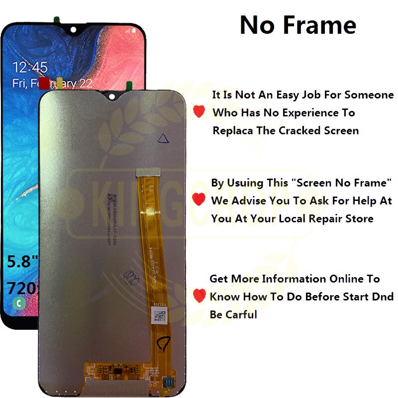 Für Samsung Galaxy A20e A202 A202F A202DS Display Touchscreen Digitizer Montage A202 A202F/DS Für SAMSUNG A20e LCD mit rahmen