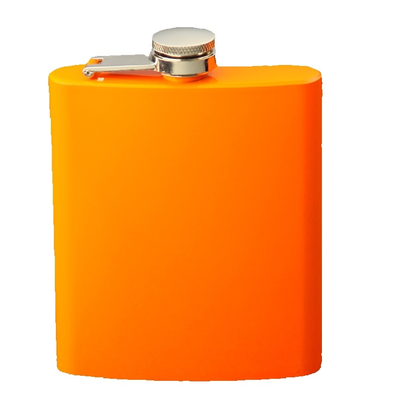 Led gratis, 7 oz rvs oranje geschilderd liquor heupfles, pocket heupfles