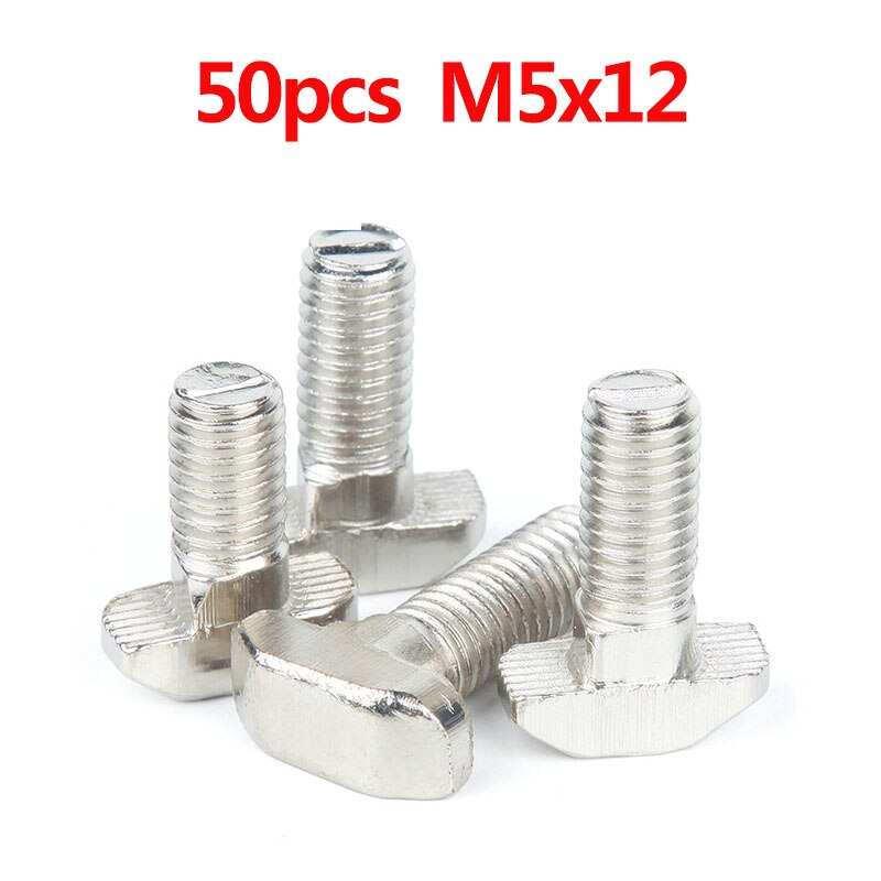 50pcs/lot M5x12 M5x16 M5x20 T Bolt Screws for EU Standard Linear Rail Aluminum Profile,50pcs M5 Hex Flange Nuts Optional: 50pcs M5X12
