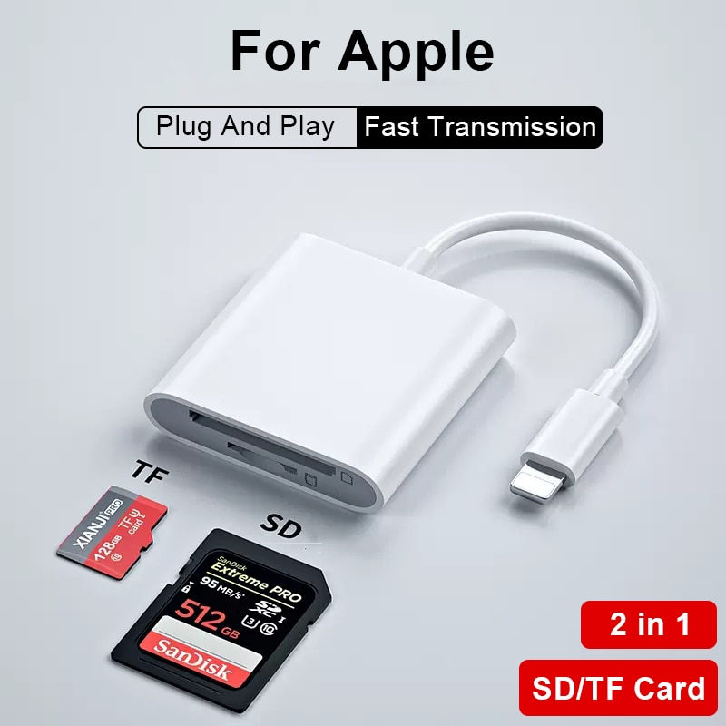 4-in-1-USB-Kartenleser SD/TF-Karte für iPhone 14 13 12 11 Profi Max Blitz Schnellladeanschluss für iPad-Kamera-MacBook-Adapter: Gelb