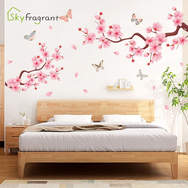 Wall Sticker Flower Branch Self-adhesive Stickers Living Room Background Wall Decor Bedroom Decor Home Decor Room Decor