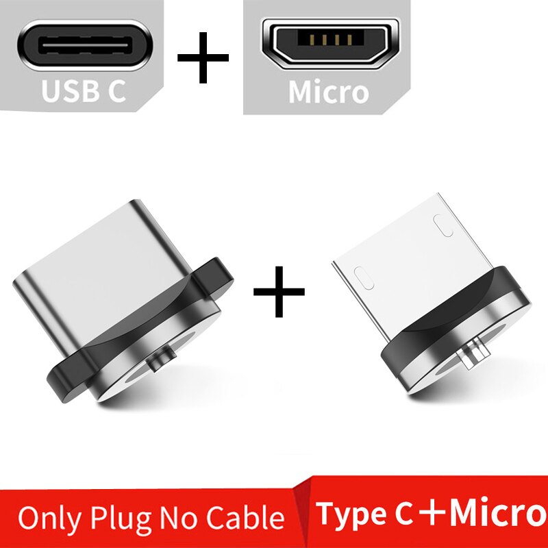 Cabo usb magnético de led uslion para celular, fio para carregador com micro usb tipo c para carregamento rápido para iphone samsung s10: Micro and Type C