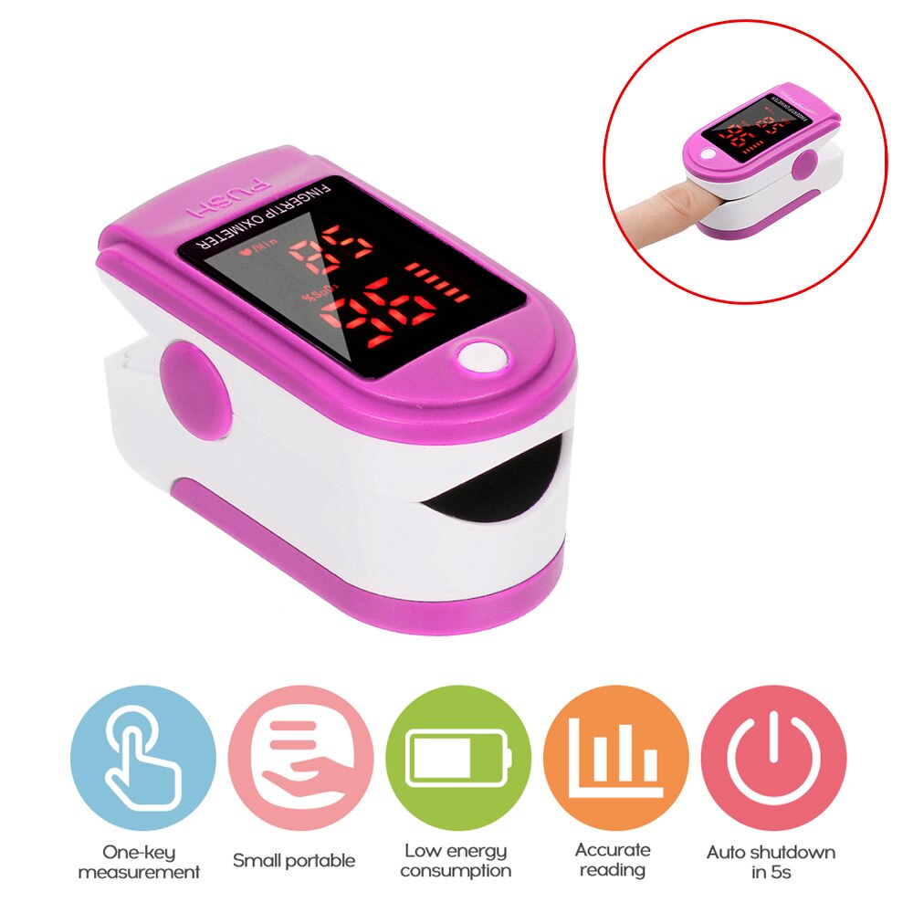 Carevas Blut Sauerstoff SPO2 Monitor Finger-pulsoximeter Sauerstoff Sättigung Monitor innerhalb von 24 stunden (ohne Batterie): Typ3-Violett