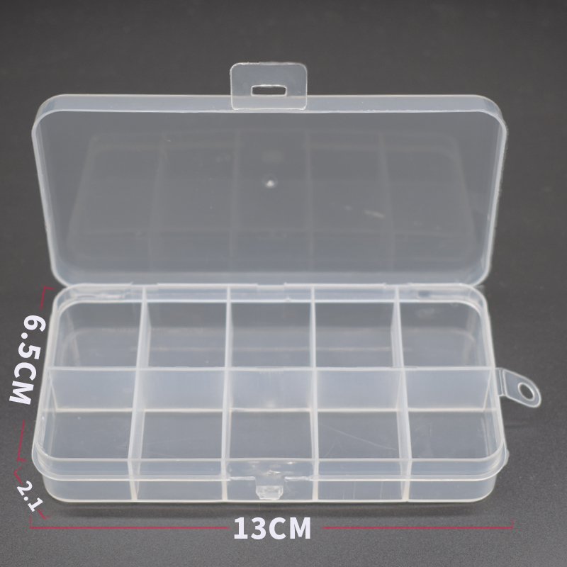 10 \ 13 \ 24 rejilla fija caja de almacenamiento transparente de plástico de los PP caja de accesorios de la joyería de partes de la caja de clasificación componentes de caja de embalaje: 10 grid 1