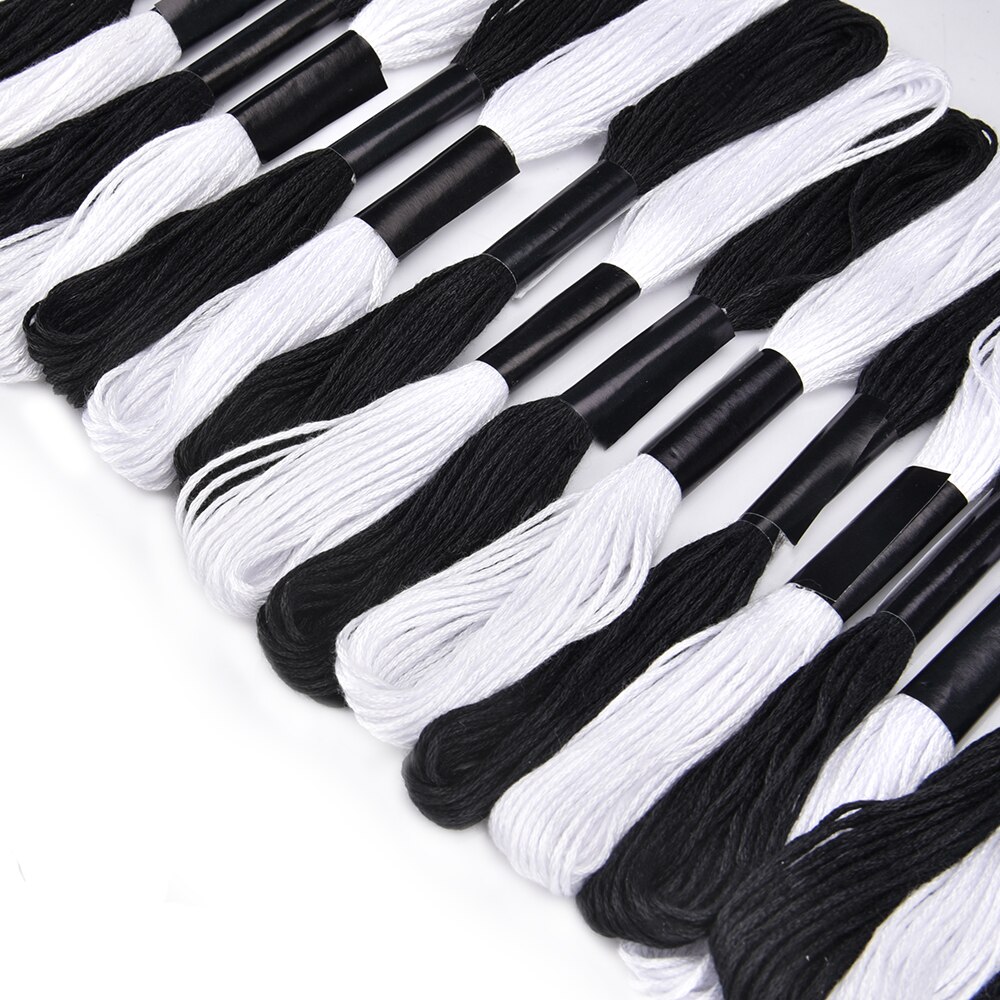 20 Uds. De madejas para bordado de hilo, punto de cruz blanco y negro, para coser a mano, accesorio de costura artesanal
