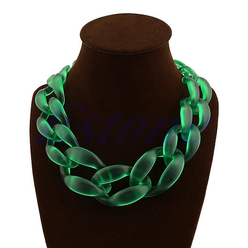 Dame akryl krave chunky choker statement kæde halskæde vedhæng juvel: Grøn