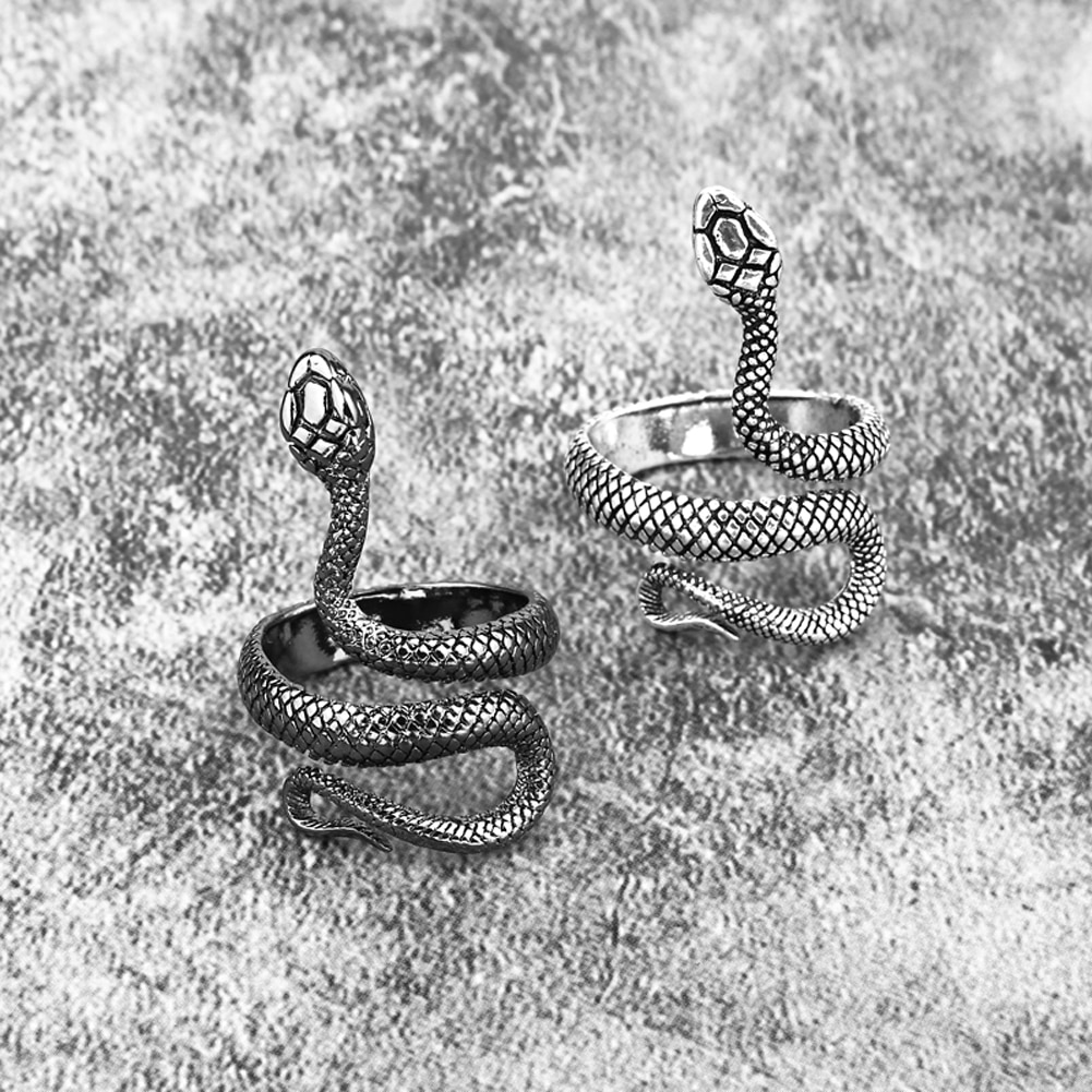 Anillo de serpiente estilo Retro Punk, joyería ajustable con personalidad a la , apertura estereoscópica, 1 unidad