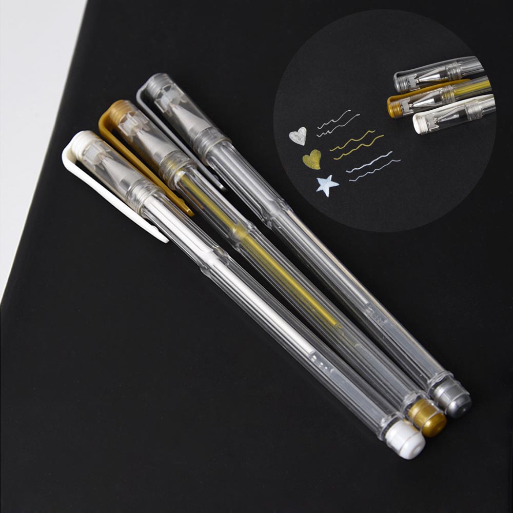 3 Pcs/lot 0.7mm or blanc argent Gel stylos esquisse dessin stylo pour Art marqueur bande dessinée Manga peinture Supplie